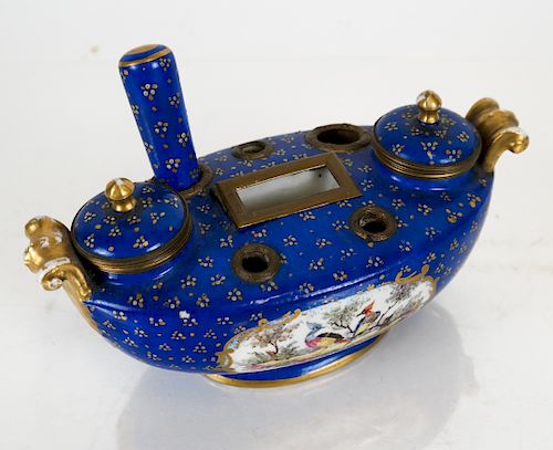SEVRES GILT PORCELAIN INKWELLSevres