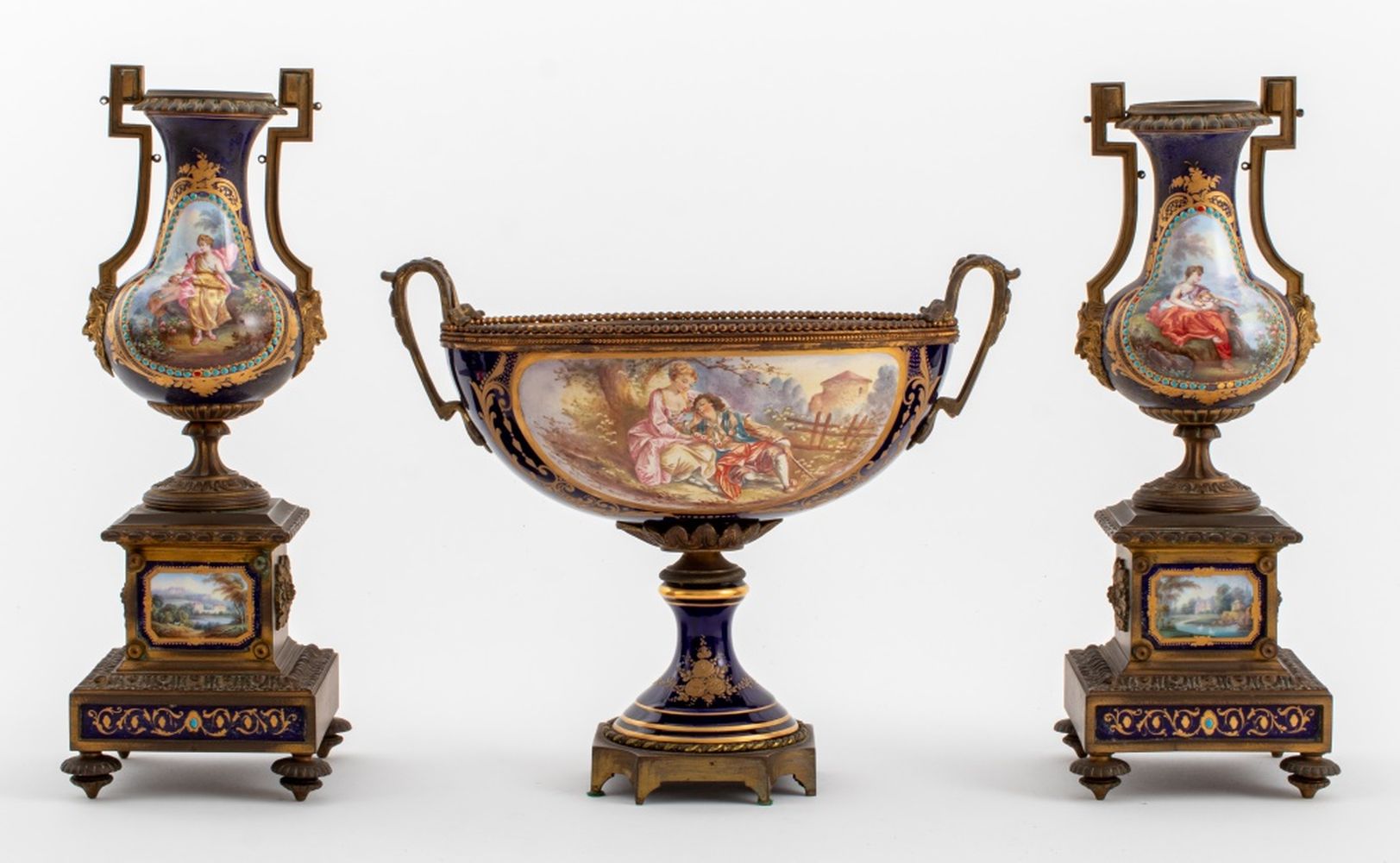 SEVRES MARKED GILT BRONZE MOUNTED