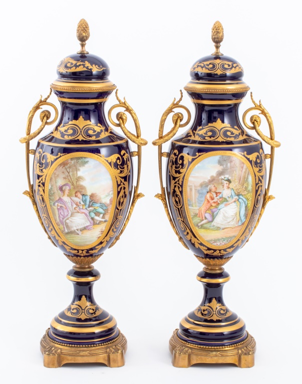 SEVRES ORMOLU MOUNTED COBALT
