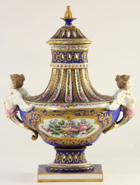 Sevres Porcelain Lidded Urn circa