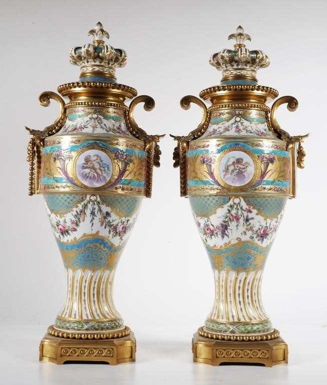 SEVRES PORCELAIN PAIR OF 22"