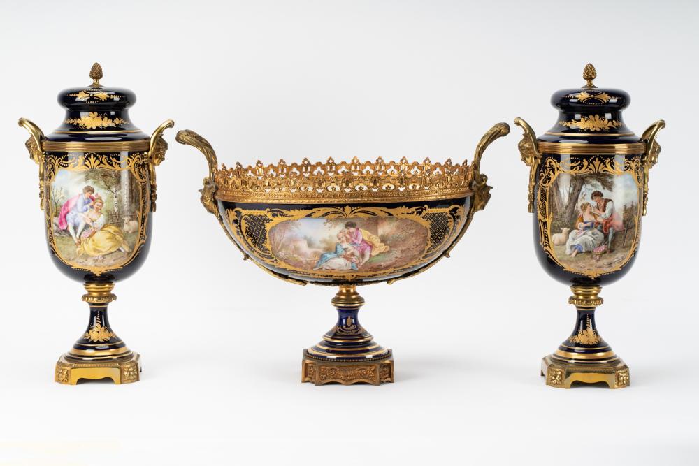 SEVRES PORCELAIN THREE-PIECE