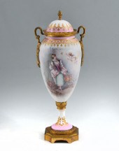 SEVRES SIGNED FIGURAL COVERED