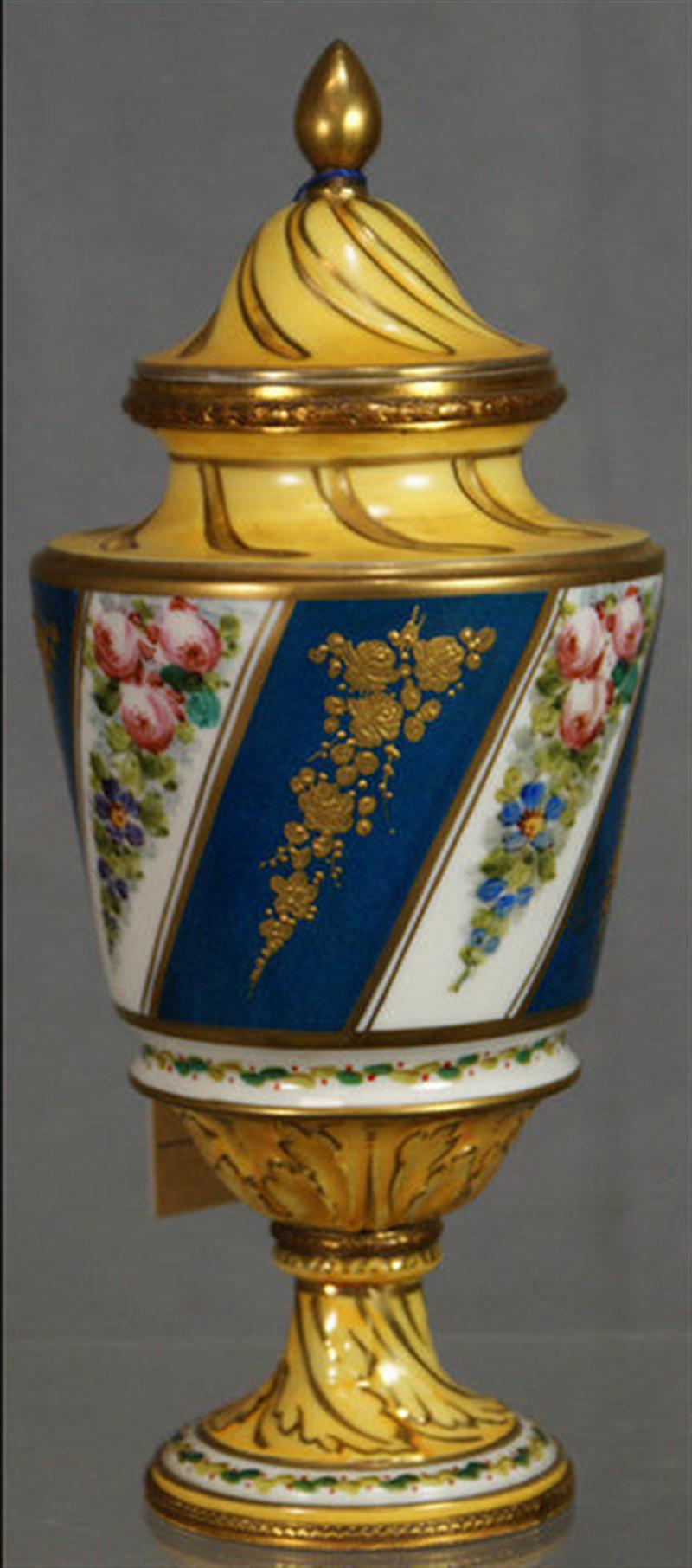 Sevres style covered porcelain jar,