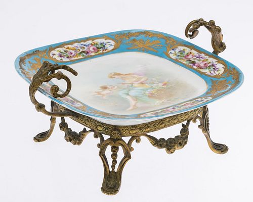 SEVRES STYLE GILT METAL MOUNTED
