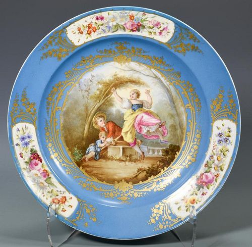 SEVRES STYLE PORCELAIN CHARGER W/