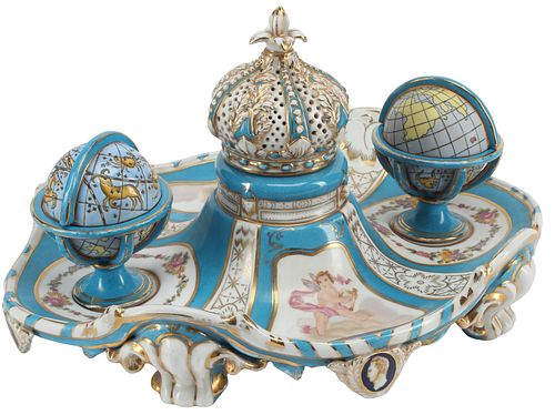 SEVRES STYLE PORCELAIN ECRITOIRE