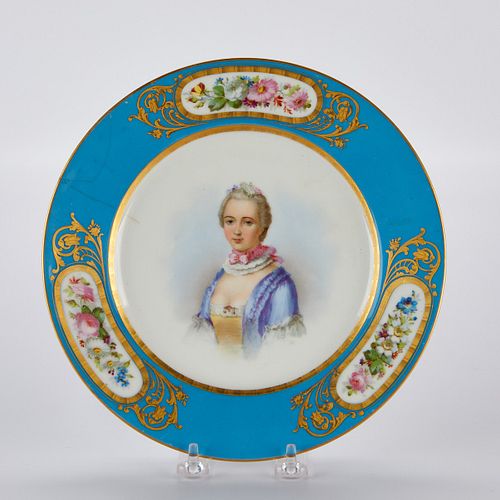 SEVRES STYLE PORCELAIN PLATE DU