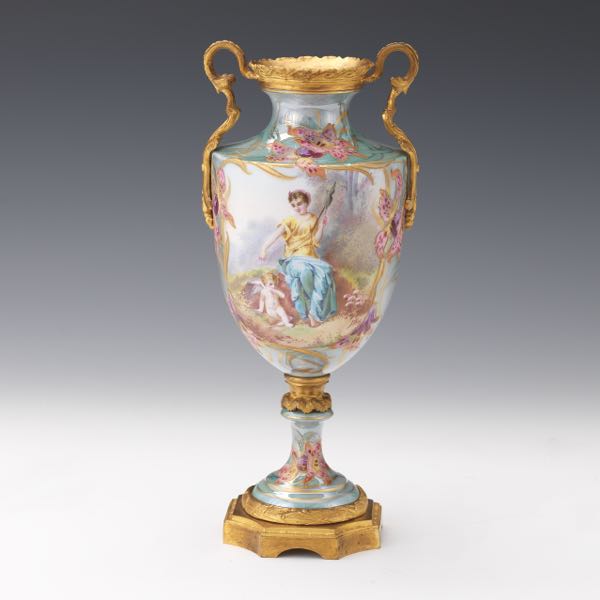 SEVRES STYLE VASE 11" x 5"