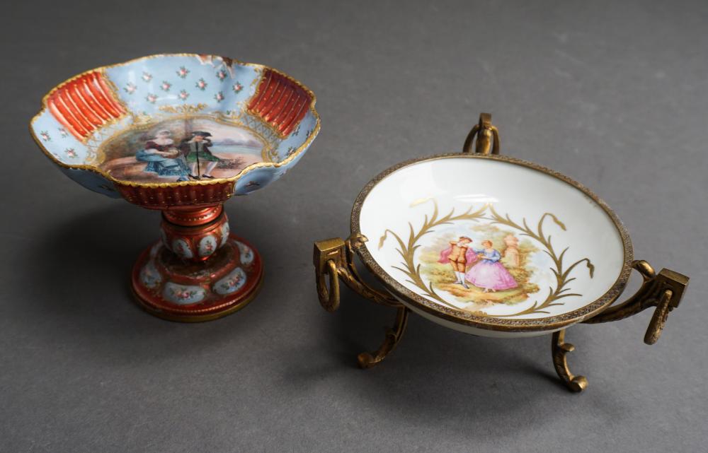 SEVRES-TYPE ORMOLU MOUNTED DISH