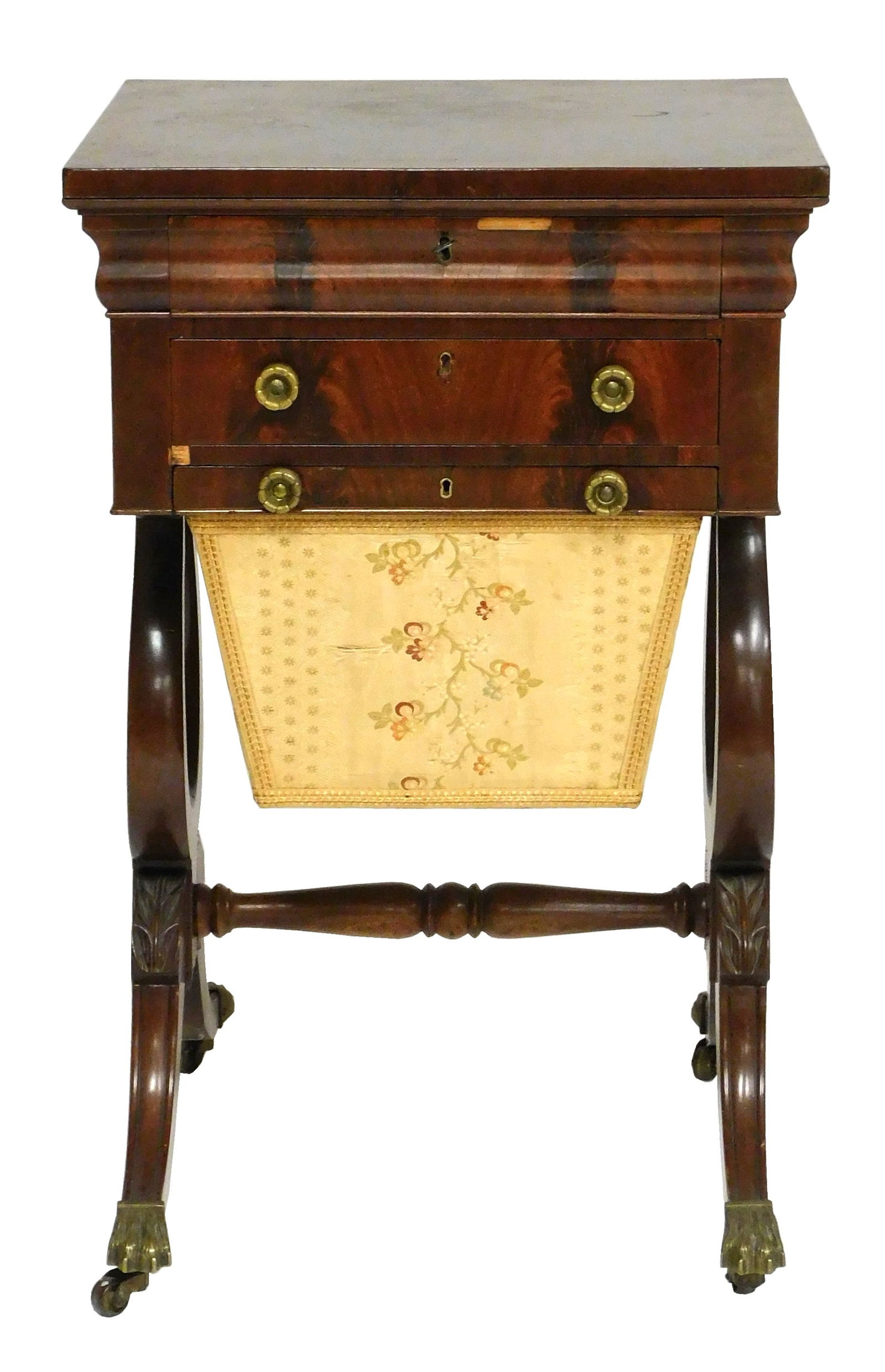 +SEWING TABLE, EARLY 19TH C.,