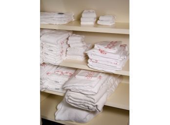 Sferra coral embroidered towels,