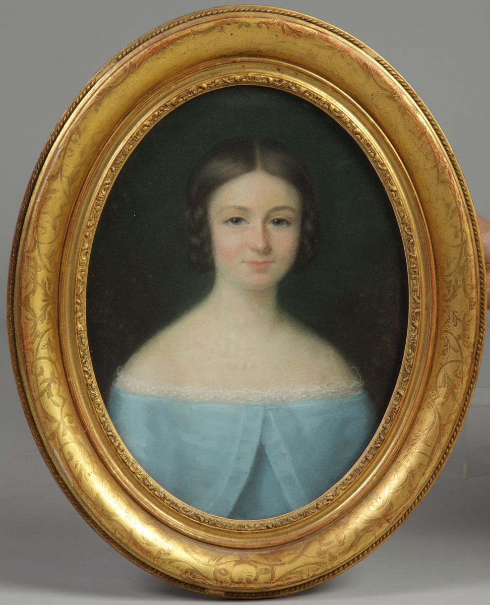 Sgn. Pastel of a young girl in blue