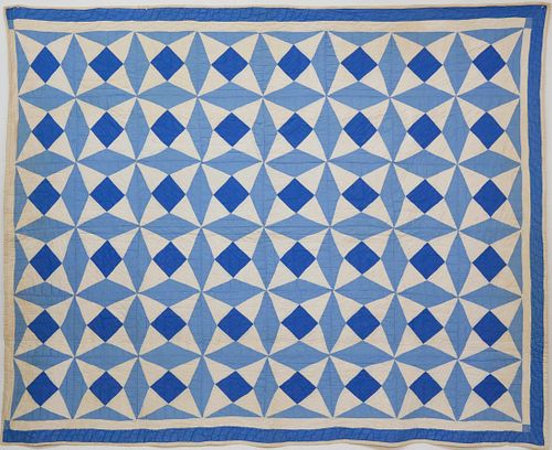 SHADES OF BLUE ON WHITE PINWHEEL