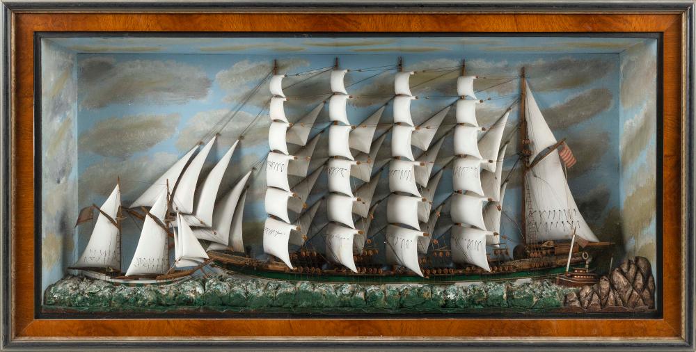 SHADOW BOX MODEL OF A FIVE-MASTED