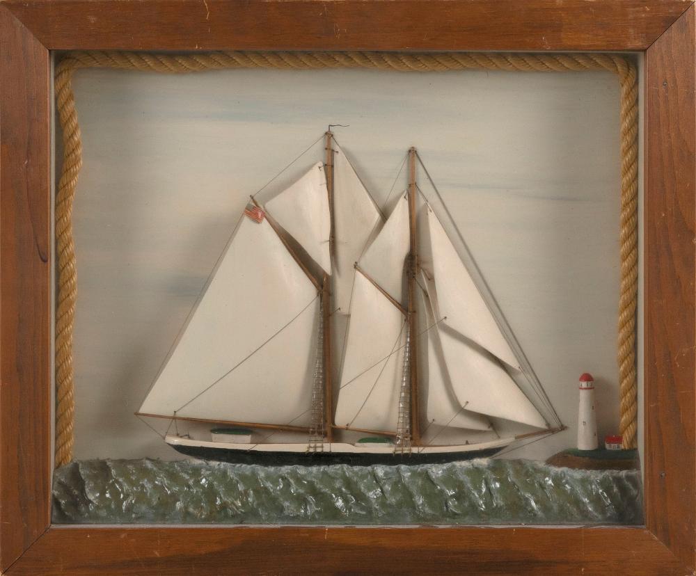 SHADOW BOX MODEL OF A SCHOONER