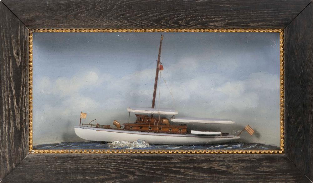 SHADOW BOX MODEL OF THE STEAM YACHT
