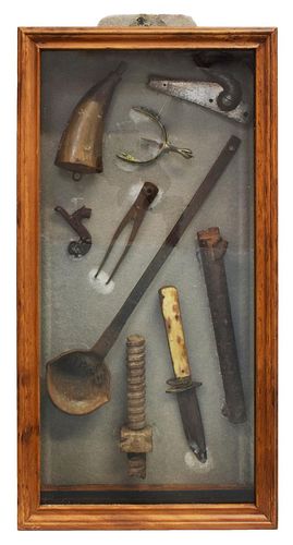 SHADOWBOX FRAMED WESTERN ITEMS,