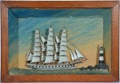 SHADOWBOX SHIP MODEL, 19TH C.,