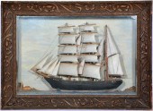 SHADOWBOX SHIP MODEL, 19TH C.,