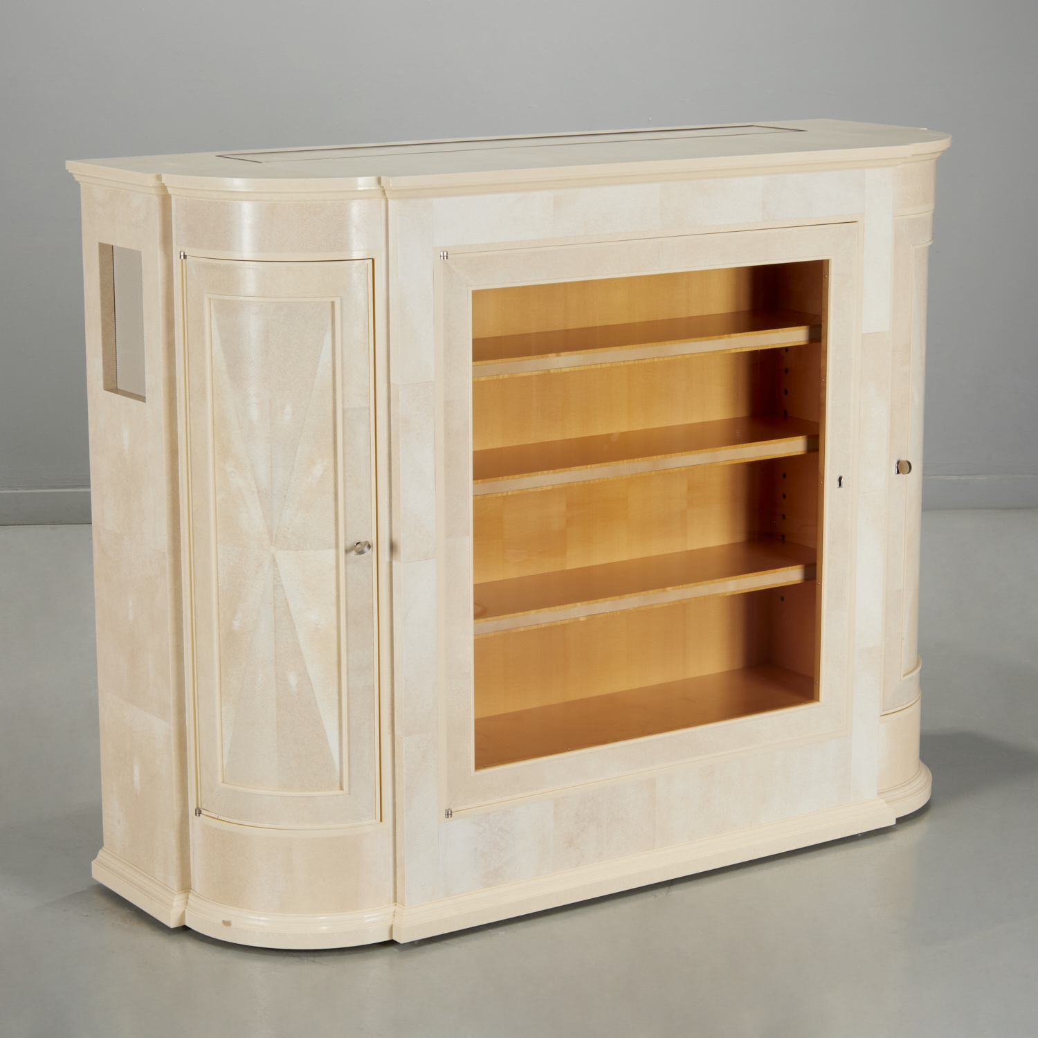 SHAGREEN VENEER MEDIA CABINET,