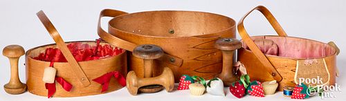SHAKER BENTWOOD SEWING BASKETSThree