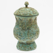 SHANG DYNASTY STYLE BRONZE LID