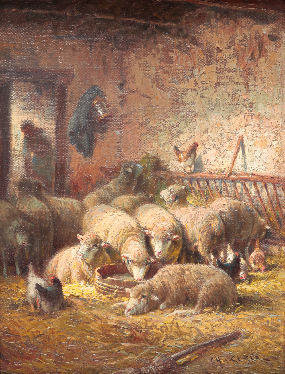SHEEP BARN BY CHARLES CLAIR.