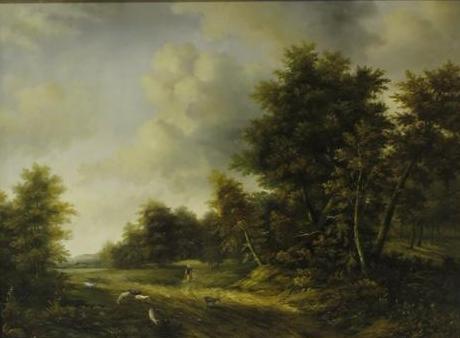 SHEEP IN A LANDSCAPE Oil on