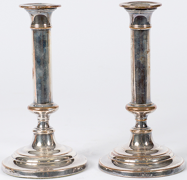 Sheffield Plate Candlesticks a pair