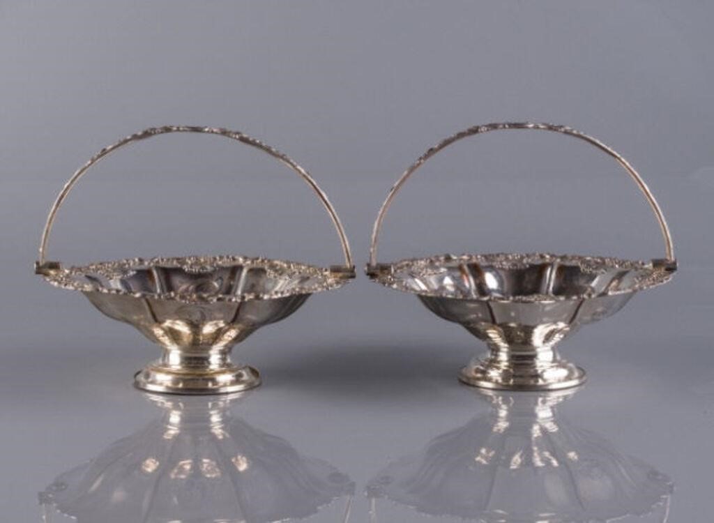 SHEFFIELD PLATE HANDLED BASKETS,