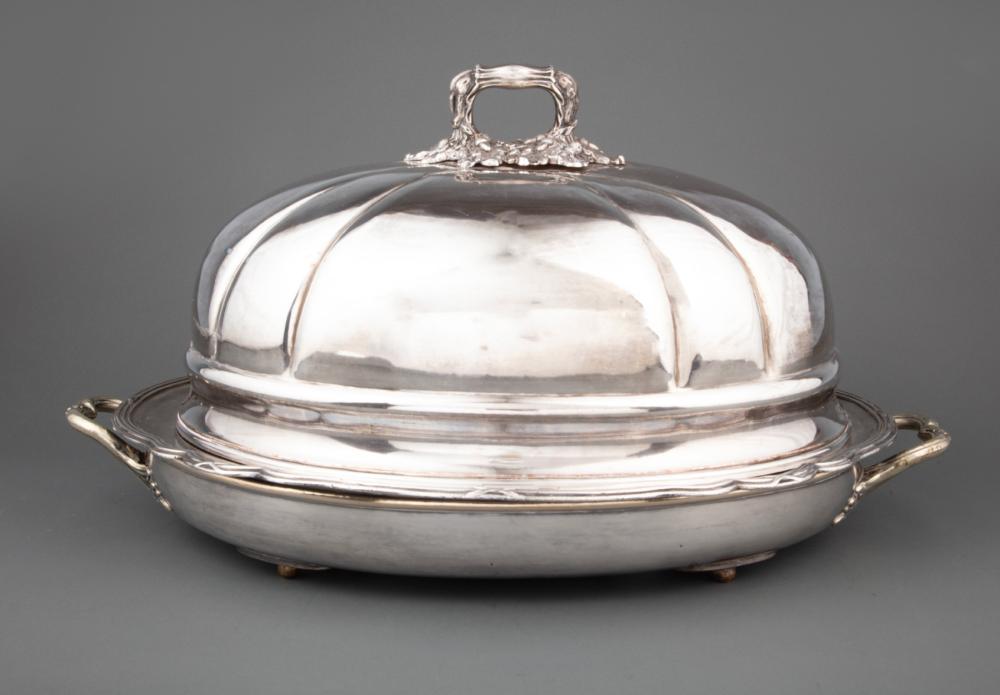 SHEFFIELD PLATE MEAT DISH WITH