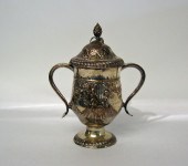 Sheffield plate two-handled co