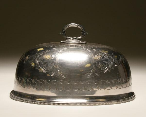 Sheffield silver dish cover of oval