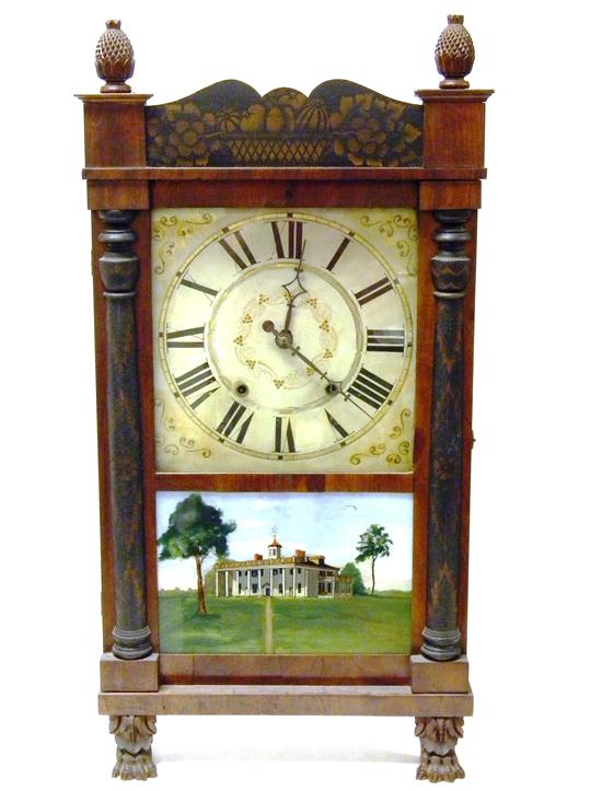 Shelf clock  pillar and scroll 