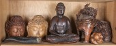 SHELF OF ASIAN WOOD AND BAMBOO