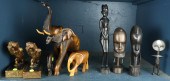 SHELF OF MOSTLY AFRICAN CARVED