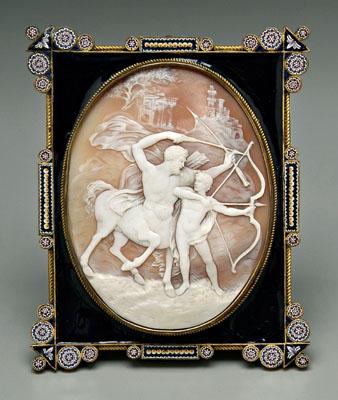 Shell cameo in millefiori frame,