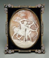 Shell cameo in millefiori fram