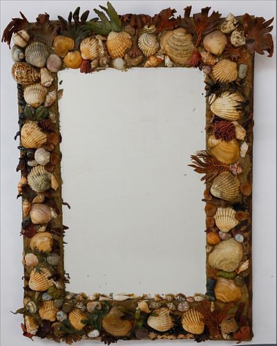 SHELL ENCRUSTED MIRROR WITH CUT