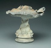Shell form lead birdbath, scal