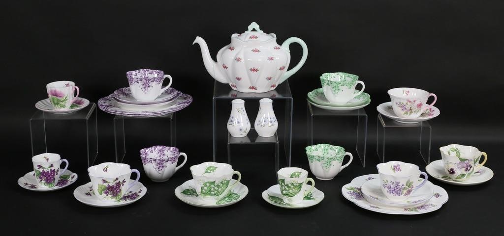 SHELLEY PORCELAIN CUPS & SAUCERS,