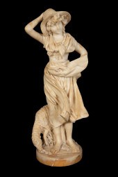 SHEPHERDESS WITH LAMB CARVED A