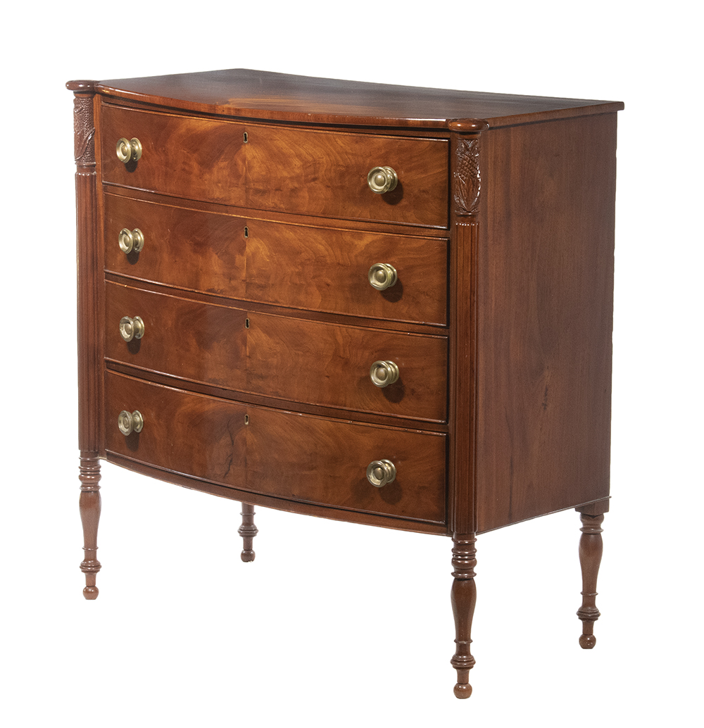 SHERATON BOW FRONT CHEST Early 19th