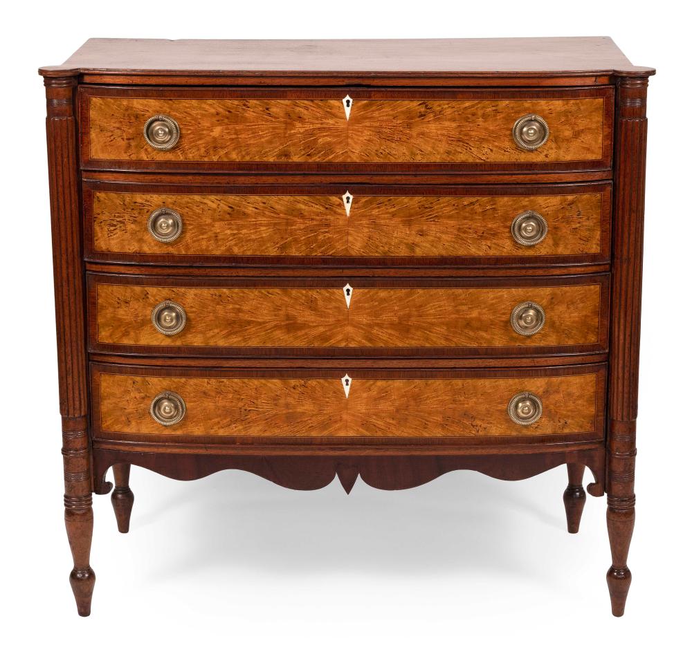 SHERATON BOWFRONT BUREAU CIRCA 1810