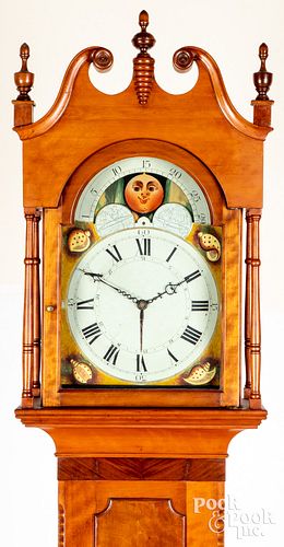 SHERATON CHERRY TALL CASE CLOCK,