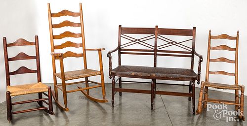 SHERATON LOVE SEAT, 19TH C.,