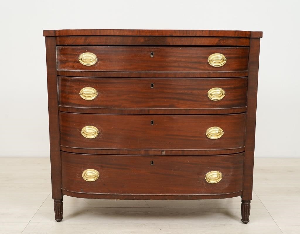 Sheraton mahogany bow-front chest