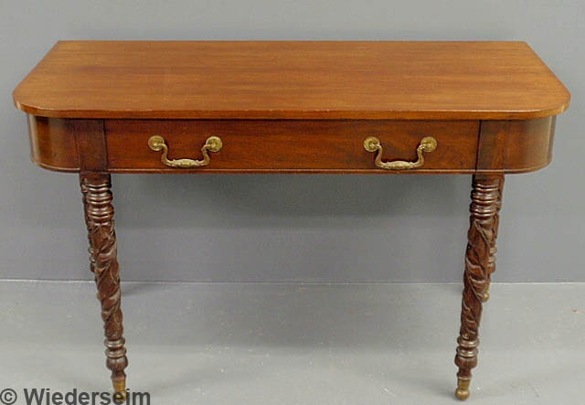Sheraton mahogany dining table end.
