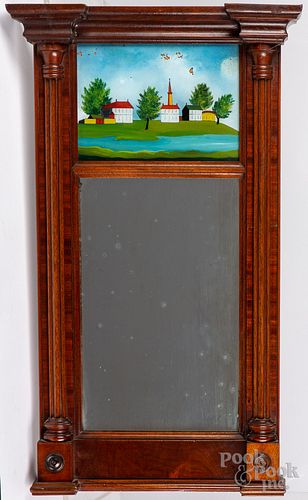 SHERATON MAHOGANY LOOKING GLASS,